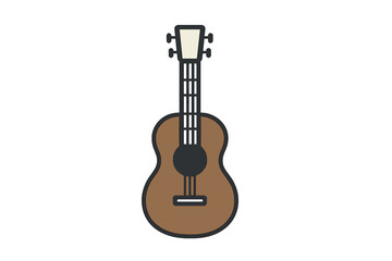 Obraz premium Simple brown ukulele musical instrument isolated on a clean white background