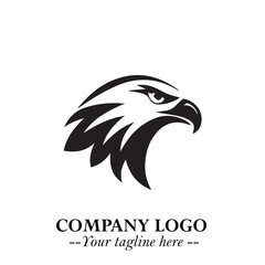 Head of Eagle Logo Symbol in Black on the White Background with Strong Elegant Design