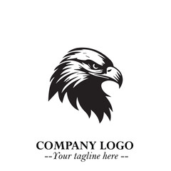 Head of Eagle Logo Symbol in Black on the White Background with Strong Elegant Design