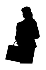 Black Silhouettes of Businesswoman. Isolated on White Background. PNG File.N.03