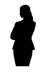 Black Silhouettes of Businesswoman. Isolated on White Background. PNG File.N.02