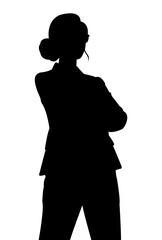 Black Silhouettes of Businesswoman. Isolated on White Background. PNG File.N.01