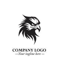 Head of Eagle Logo Symbol in Black on the White Background with Strong Elegant Design