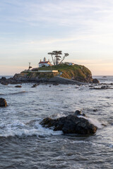 Crescent City lighthouse at in late afternoon