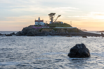 Crescent City lighthouse at in late afternoon