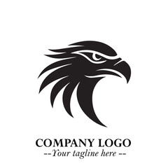 Head of Eagle Logo Symbol in Black on the White Background with Strong Elegant Design