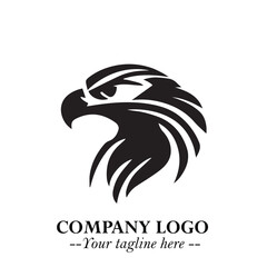 Head of Eagle Logo Symbol in Black on the White Background with Strong Elegant Design