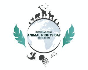 Vector illustration design concept of International Animal Rights Day observed on December 10