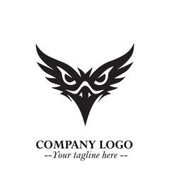 Head of Eagle Logo Symbol in Black on the White Background with Strong Elegant Design