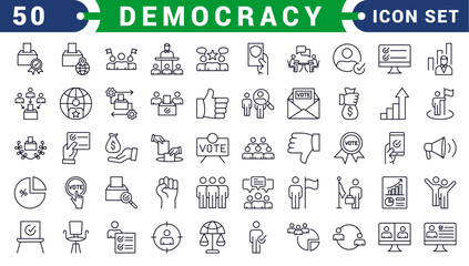 Democracy line icons. Editable stroke. For website marketing design, logo, app, template, ui, etc. Vector illustration.