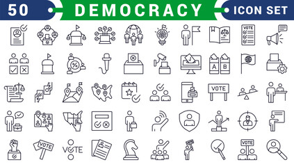 Democracy line icons. Editable stroke. For website marketing design, logo, app, template, ui, etc. Vector illustration.