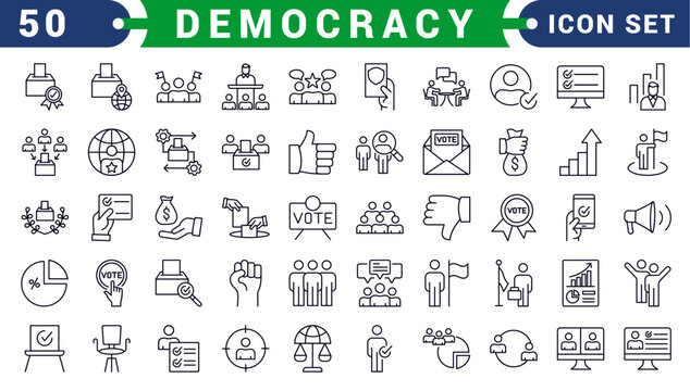 Democracy line icons. Editable stroke. For website marketing design, logo, app, template, ui, etc. Vector illustration.