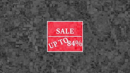 Abstract glowing A storefront display featuring several mannequins dressed in colorful clothing. A large red sign in the center reads sale up to 84 percent animation with background..