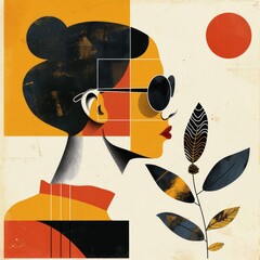 The illustration combines bold, modern design elements with a minimalist aesthetic, creating a chic and contemporary look.