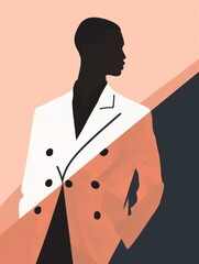 The illustration combines bold, modern design elements with a minimalist aesthetic, creating a chic and contemporary look.