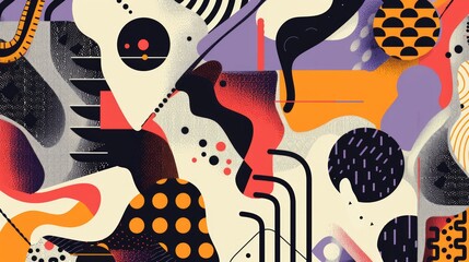 The image showcases an abstract, psychedelic design with intricate patterns and bold shapes