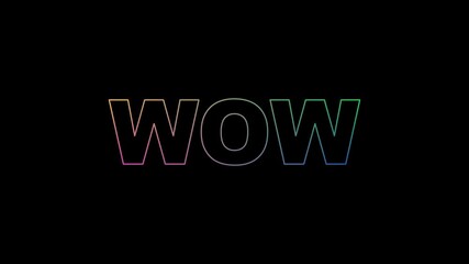 Wow text light stroke motion graphics animation on black background. Seamless loop. light stroke wow text animation - Powered by Adobe