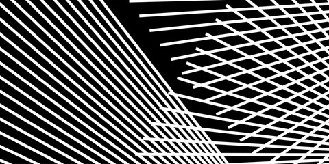 Naklejka premium Abstract black and white striped pattern on a black background. Abstract Optical Illusion Design. optical effect mobius wave stripe design movement. modern white lines.