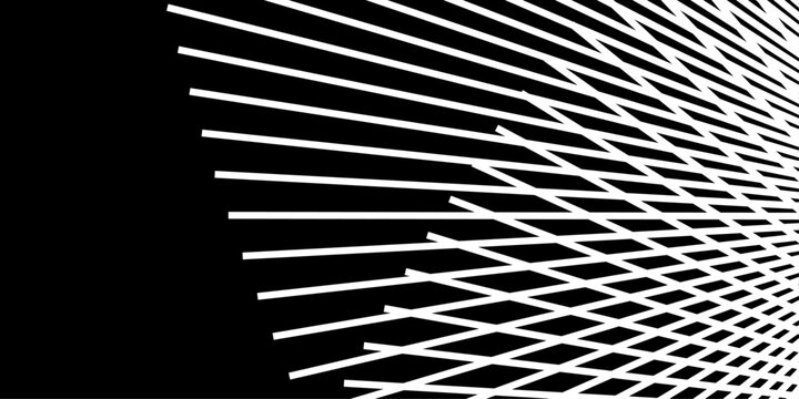 Abstract black and white striped pattern on a black background. Abstract Optical Illusion Design. optical effect mobius wave stripe design movement. modern white lines.
