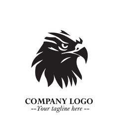 Head of Eagle Logo Symbol in Black on the White Background with Strong Elegant Design
