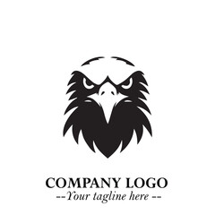 Head of Eagle Logo Symbol in Black on the White Background with Strong Elegant Design