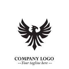 Head of Eagle Logo Symbol in Black on the White Background with Strong Elegant Design