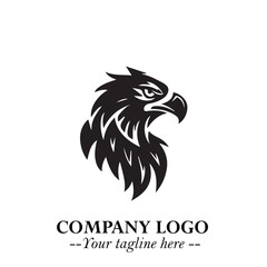 Head of Eagle Logo Symbol in Black on the White Background with Strong Elegant Design
