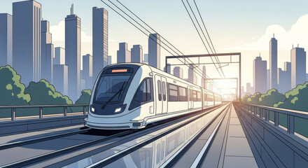 A moving subway train