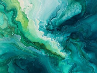 Abstract Fluid Art Green Blue Gradient Texture Alcohol Ink Wash Paint Backdrop