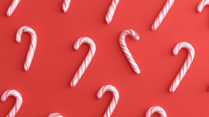 Festive christmas background with traditional red and white candy cane pattern. sweet holiday celebration concept, joyful and cheerful for winter seasonal greetings