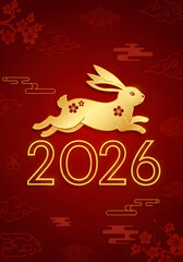 Chinese new year 2026 year of the rabbit with golden rabbit design