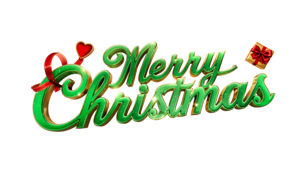 Beautiful festive text Merry Christmas isolated on transparent background - Powered by Adobe