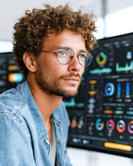 AI-driven supply chains concept. Supply Chain Manager Using AI Dashboard for Tracking Shipments and Analyzing Data Insights Effectively