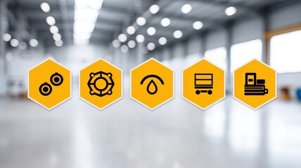 AI-driven supply chains concept. Infographic Illustration for Predictive Supply Chain Management with Icons on Industrial Background