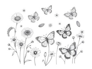floral background with butterflies