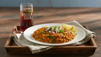 Pav Bhaji with Beverage Pairing Delicious Misal Pav with Masala Soda A Spicy and Flavorful India