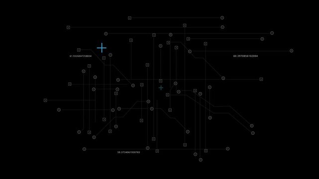 Dynamic line tech overlay with AI concept. Modern, abstract motion graphics template for futuristic interfaces and digital projects with alpha channel .