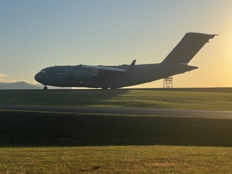 Boeing C-17 Globemaster III sitting in the Sun on Taxiway Alpha at KROA
