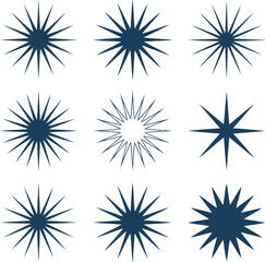 Obraz premium Set of abstract starburst and sunburst graphic elements isolated on white background