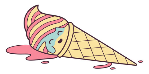 Funny Ice Cream Cone Simple Cute Vector Art