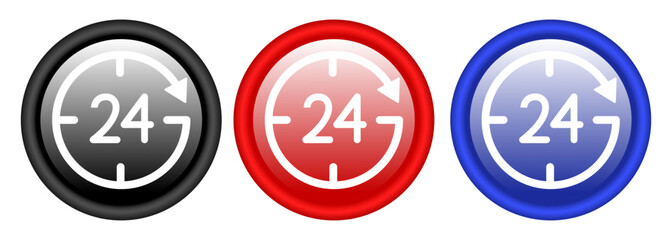 Around the clock. Set of 3d icons isolated on white background.