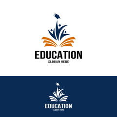 education logo with open book and graduation cap