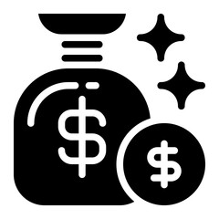Money Bag Icon Solid Style