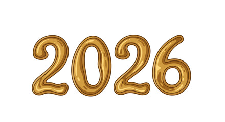 Gold 2026 numbers with flowing liquid effect for New Year design  