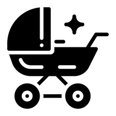 Baby Stroller Icon Solid Style