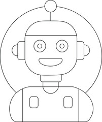 Vector friendly cartoon robot face with a happy expression, isolated on white background