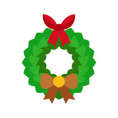 Naklejka premium christmas wreath with holly and ribbon