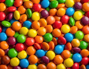 Vibrant Multicolored Chocolate Candies Seamless Pattern Food Confectionery Sweet Treats Top View Display Assorted Colors Background Texture