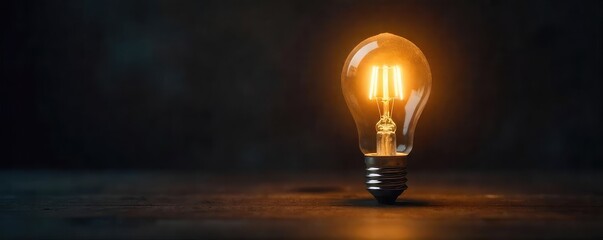A single bright light bulb illuminates a dark room, symbolizing inspiration and a sudden flash of brilliance The image evokes creativity and innovative thinking , energy, room