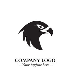 Obraz premium Majestic Head of Eagle Logo Symbol in Black on White Background with Bold Minimalist Design
